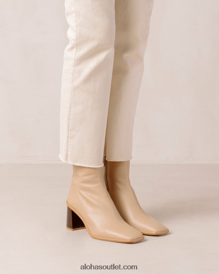 mulheres west cape vintage - botas de couro bege Alohas 4P88ZX343 pedra bege