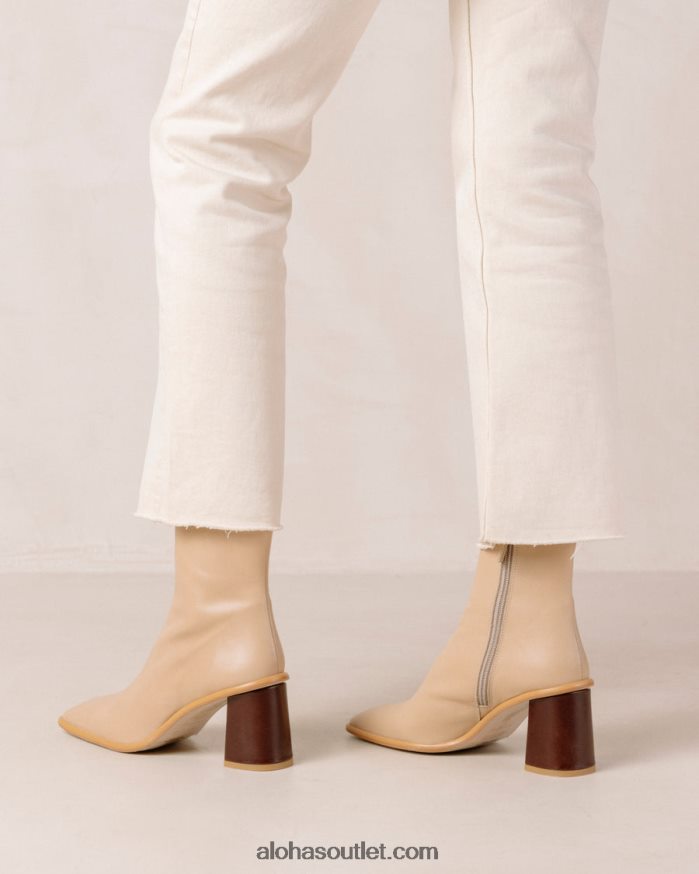 mulheres west cape vintage - botas de couro bege Alohas 4P88ZX343 pedra bege
