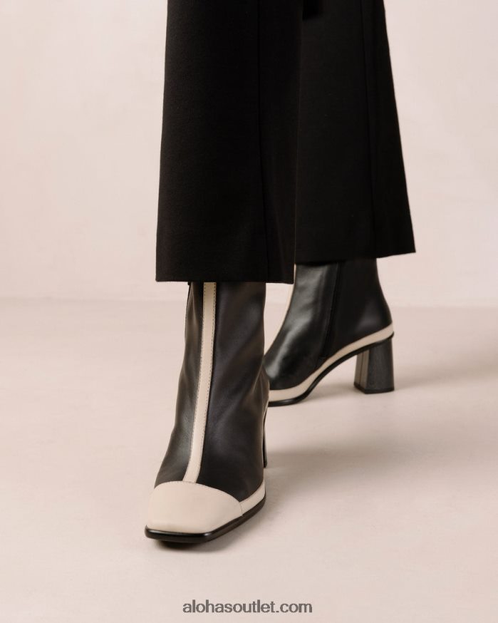 mulheres west retro - botas de couro preto e branco Alohas 4P88ZX225 creme preto