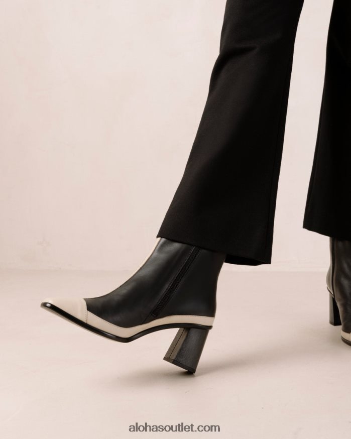 mulheres west retro - botas de couro preto e branco Alohas 4P88ZX225 creme preto