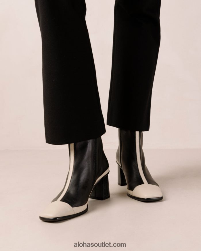 mulheres west retro - botas de couro preto e branco Alohas 4P88ZX225 creme preto