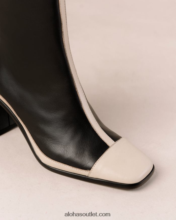 mulheres west retro - botas de couro preto e branco Alohas 4P88ZX225 creme preto
