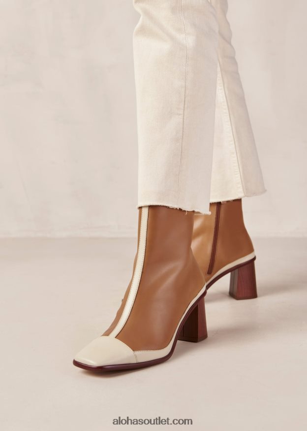 mulheres west retro - botas em pele castanhas e brancas Alohas 4P88ZX338 creme de camelo retrô