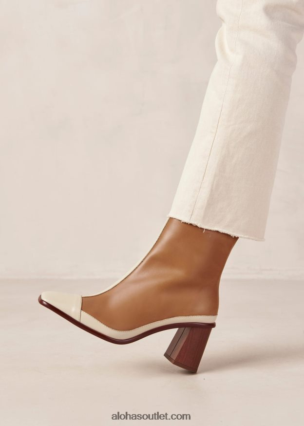 mulheres west retro - botas em pele castanhas e brancas Alohas 4P88ZX338 creme de camelo retrô