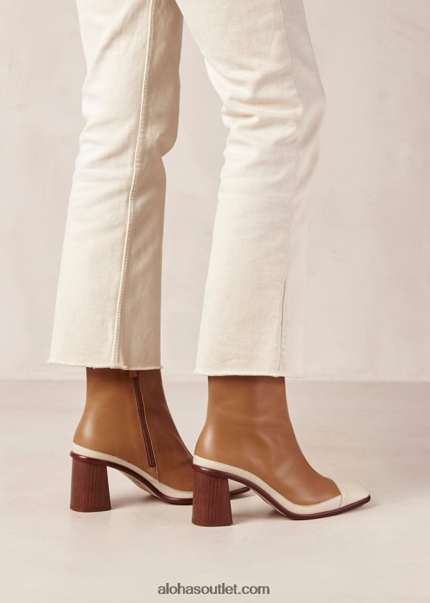 mulheres west retro - botas em pele castanhas e brancas Alohas 4P88ZX338 creme de camelo retrô