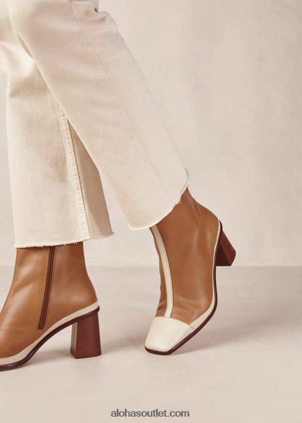 mulheres west retro - botas em pele castanhas e brancas Alohas 4P88ZX338 creme de camelo retrô