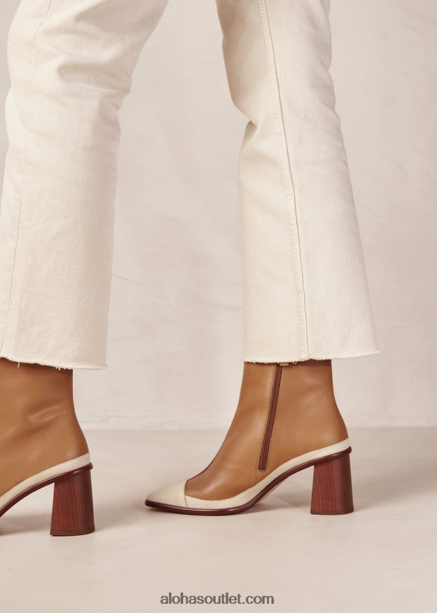 mulheres west retro - botas em pele castanhas e brancas Alohas 4P88ZX338 creme de camelo retrô