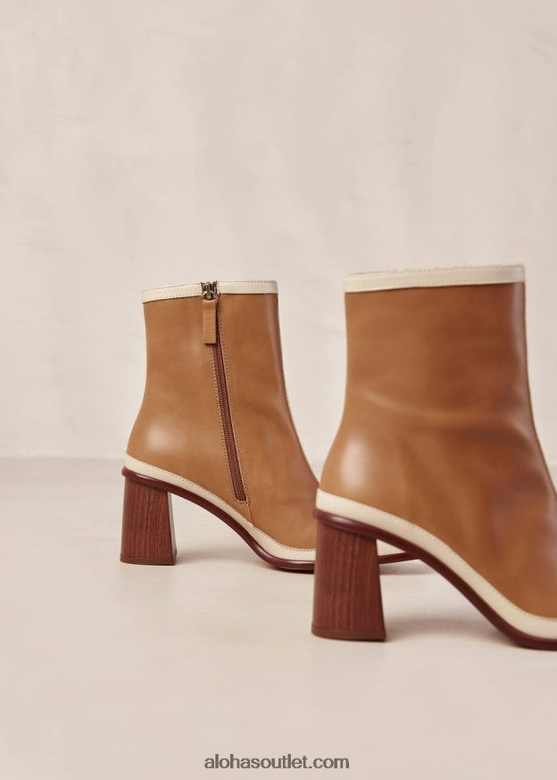 mulheres west retro - botas em pele castanhas e brancas Alohas 4P88ZX338 creme de camelo retrô