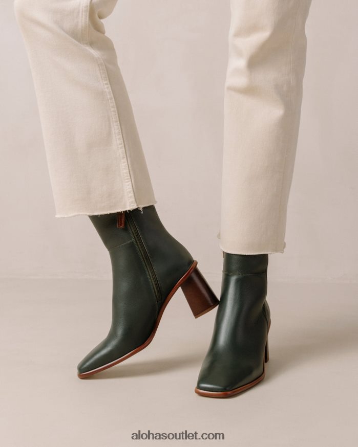 mulheres west vintage - botas de couro verde escuro Alohas 4P88ZX228 Jade verde