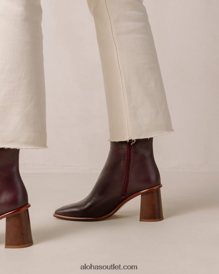 mulheres west vintage - botas de couro vermelho Alohas 4P88ZX226 vinho borgonha