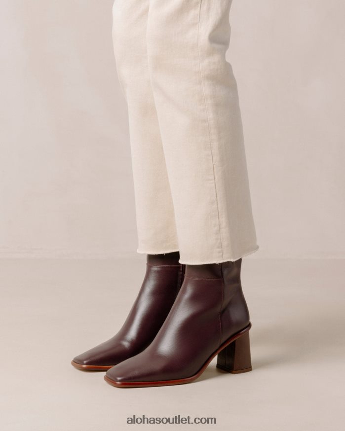 mulheres west vintage - botas de couro vermelho Alohas 4P88ZX226 vinho borgonha