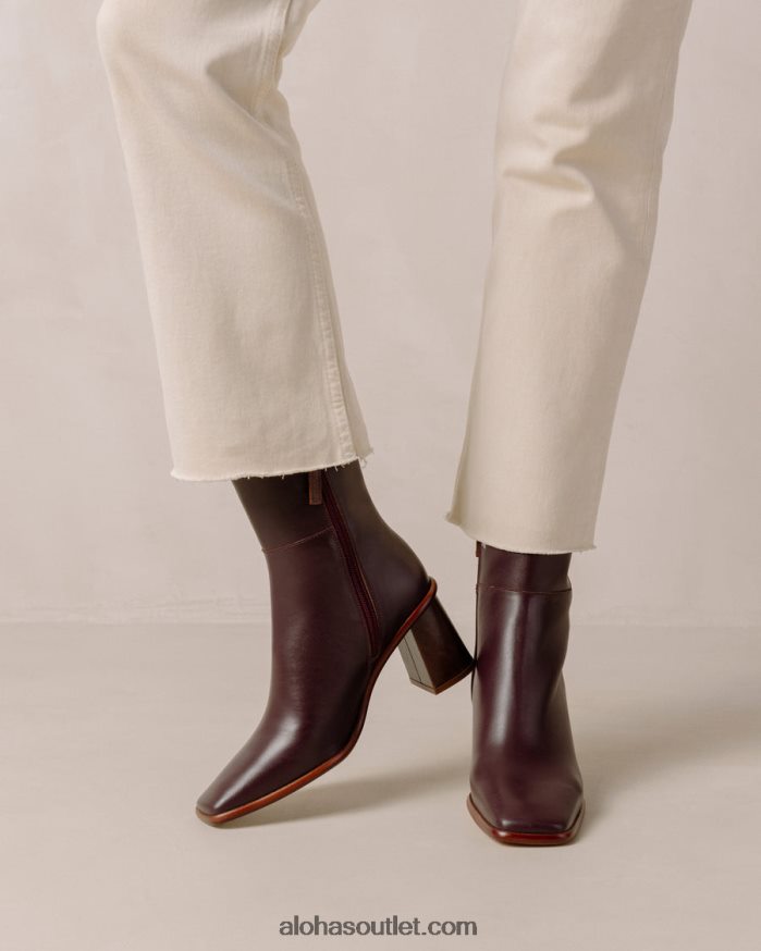 mulheres west vintage - botas de couro vermelho Alohas 4P88ZX226 vinho borgonha