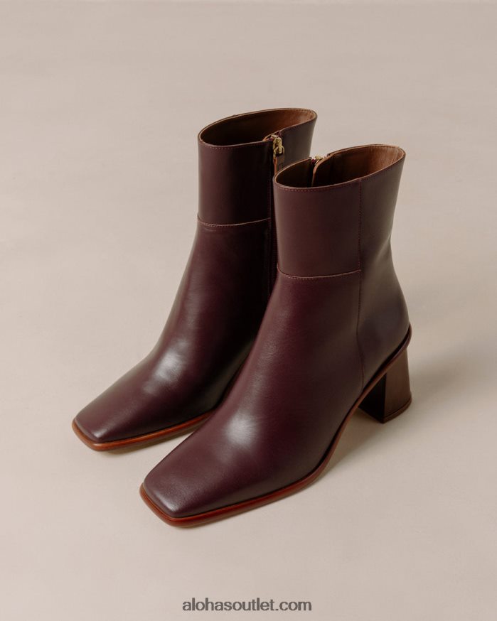 mulheres west vintage - botas de couro vermelho Alohas 4P88ZX226 vinho borgonha