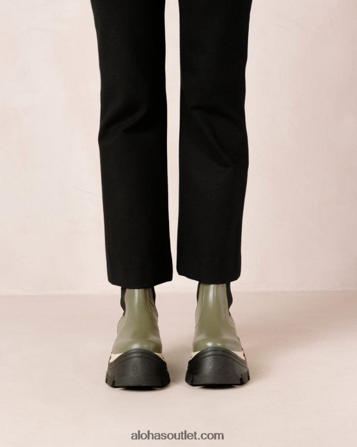 mulheres xadrez fênix - botas de couro verde Alohas 4P88ZX575 azeitona empoeirada xadrez