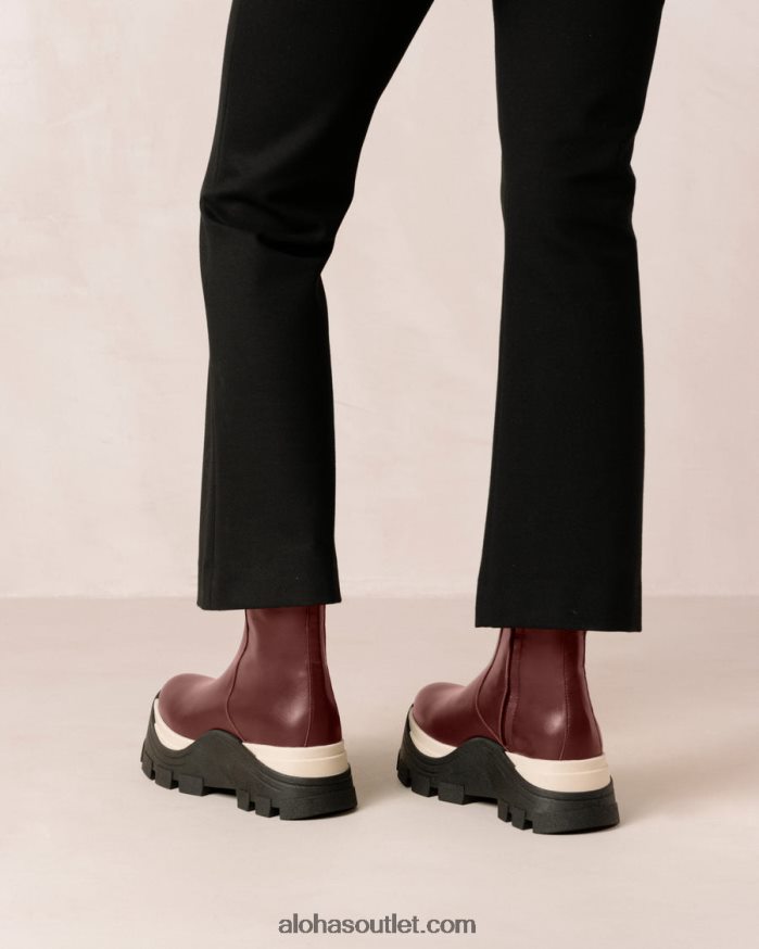 mulheres xadrez safira - botas de couro vermelho Alohas 4P88ZX329 xadrez vinho bordô
