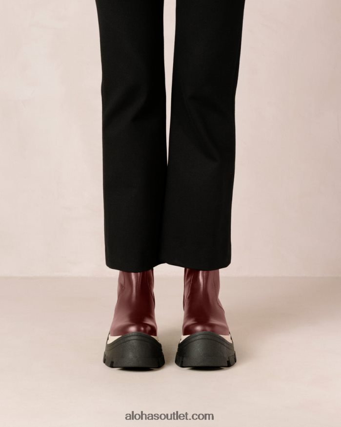 mulheres xadrez safira - botas de couro vermelho Alohas 4P88ZX329 xadrez vinho bordô