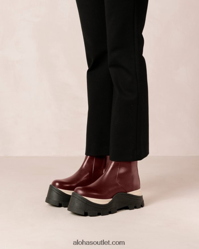 mulheres xadrez safira - botas de couro vermelho Alohas 4P88ZX329 xadrez vinho bordô