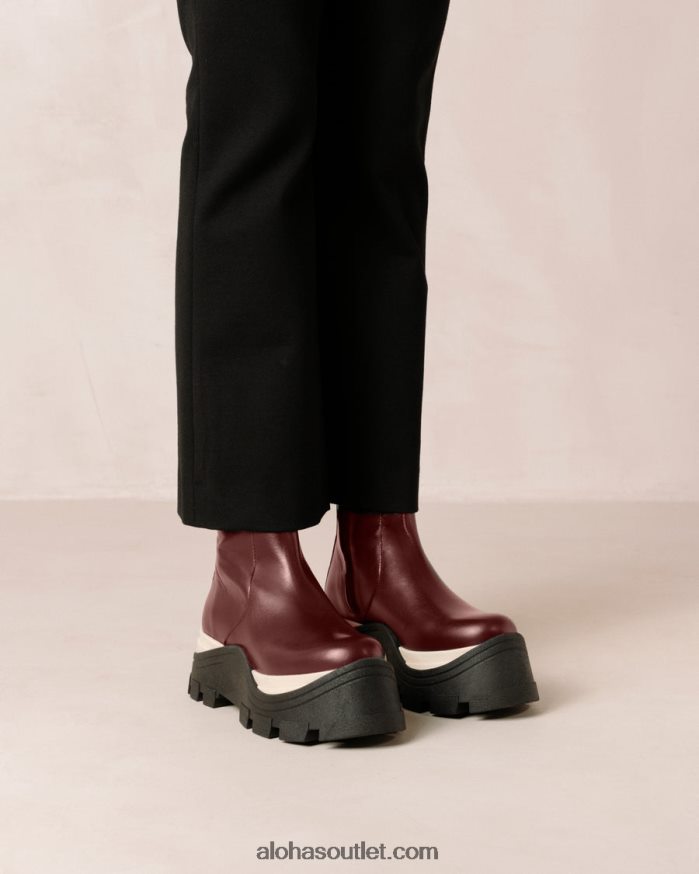 mulheres xadrez safira - botas de couro vermelho Alohas 4P88ZX329 xadrez vinho bordô