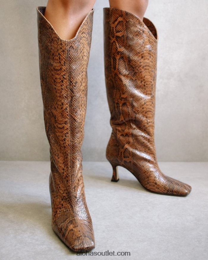 mulheres billy indo - bota marrom couro cobra Alohas 4P88ZX582 marrom indo