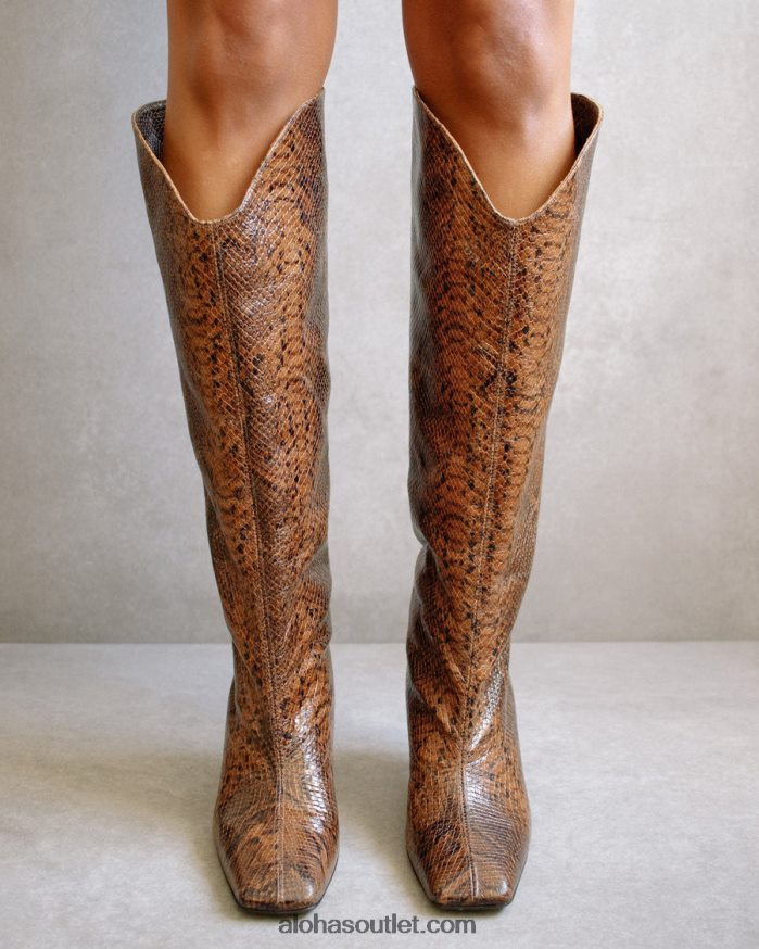 mulheres billy indo - bota marrom couro cobra Alohas 4P88ZX582 marrom indo