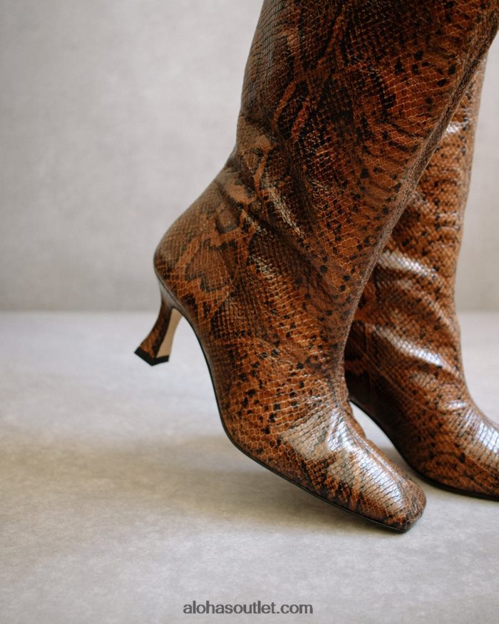 mulheres billy indo - bota marrom couro cobra Alohas 4P88ZX582 marrom indo
