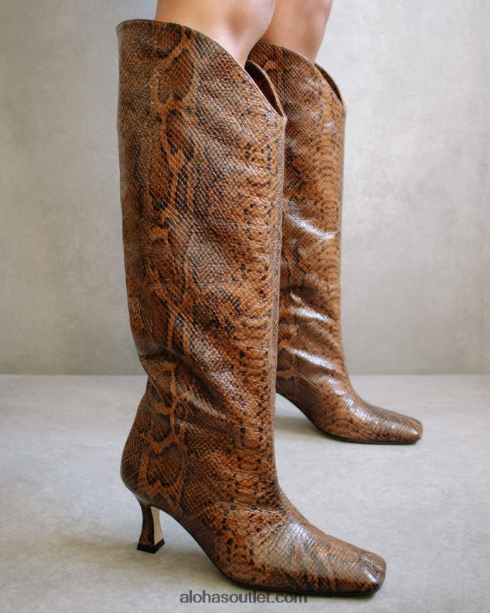 mulheres billy indo - bota marrom couro cobra Alohas 4P88ZX582 marrom indo