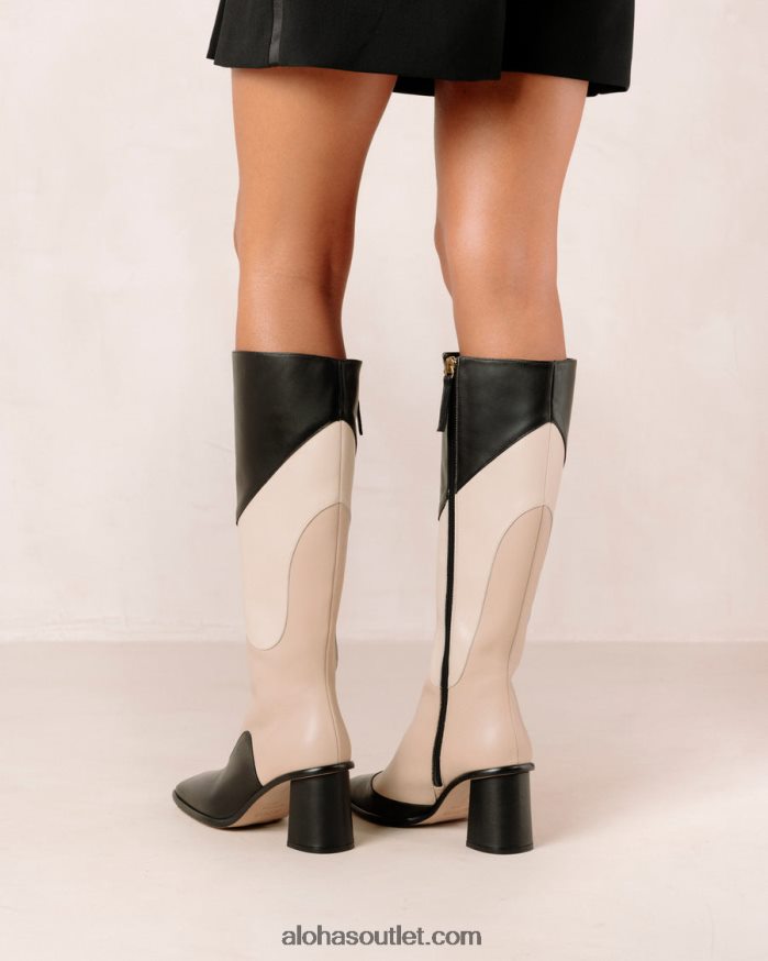 mulheres caleidoscópio de patchwork leste - botas de couro preto e bege Alohas 4P88ZX39 caleidoscópio preto