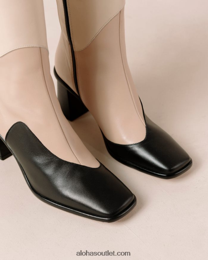 mulheres caleidoscópio de patchwork leste - botas de couro preto e bege Alohas 4P88ZX39 caleidoscópio preto
