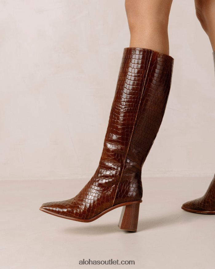 mulheres east croco - botas de couro marrom Alohas 4P88ZX53 marrom croco