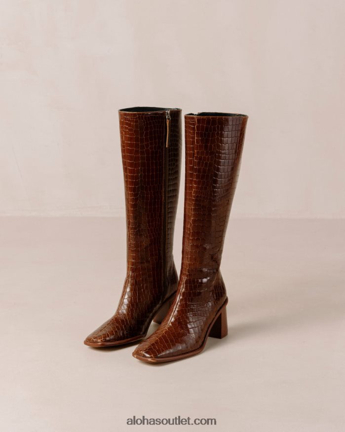 mulheres east croco - botas de couro marrom Alohas 4P88ZX53 marrom croco