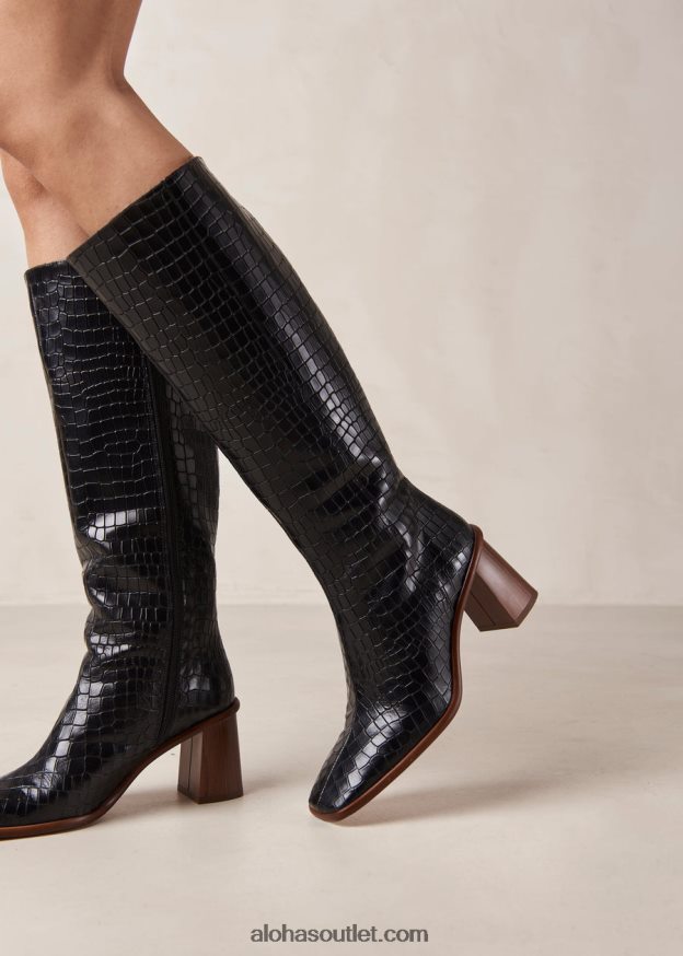 mulheres east croco - botas pretas de couro Alohas 4P88ZX48 preto