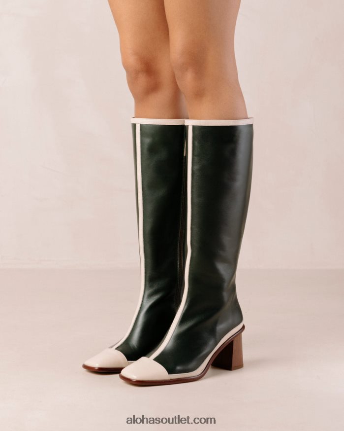 mulheres east retro - botas de couro branco e verde Alohas 4P88ZX350 creme verde jade