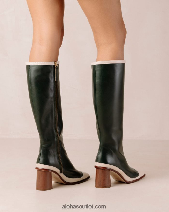 mulheres east retro - botas de couro branco e verde Alohas 4P88ZX350 creme verde jade
