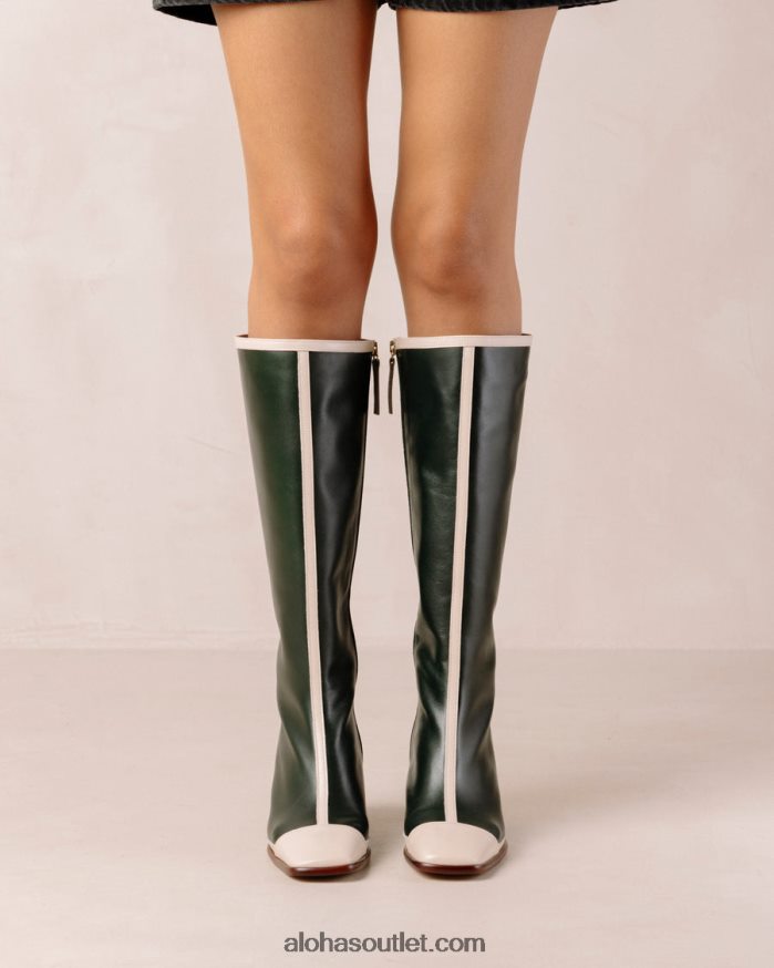 mulheres east retro - botas de couro branco e verde Alohas 4P88ZX350 creme verde jade