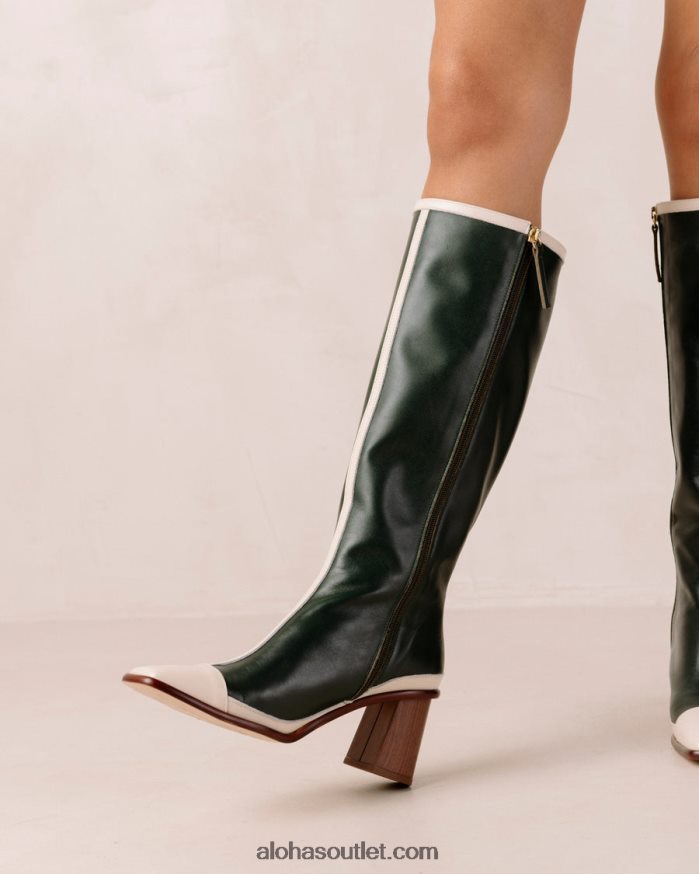 mulheres east retro - botas de couro branco e verde Alohas 4P88ZX350 creme verde jade