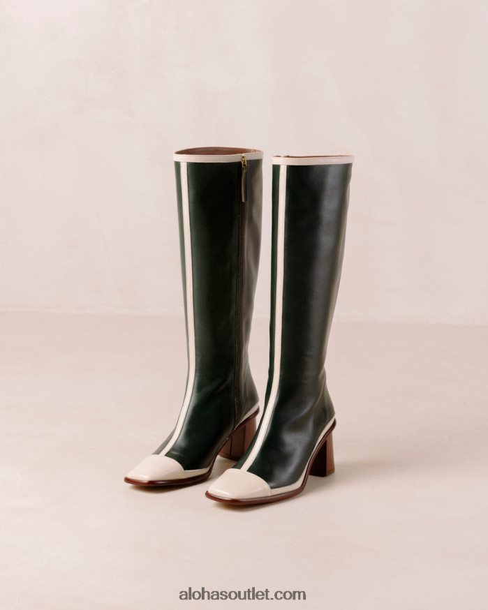 mulheres east retro - botas de couro branco e verde Alohas 4P88ZX350 creme verde jade