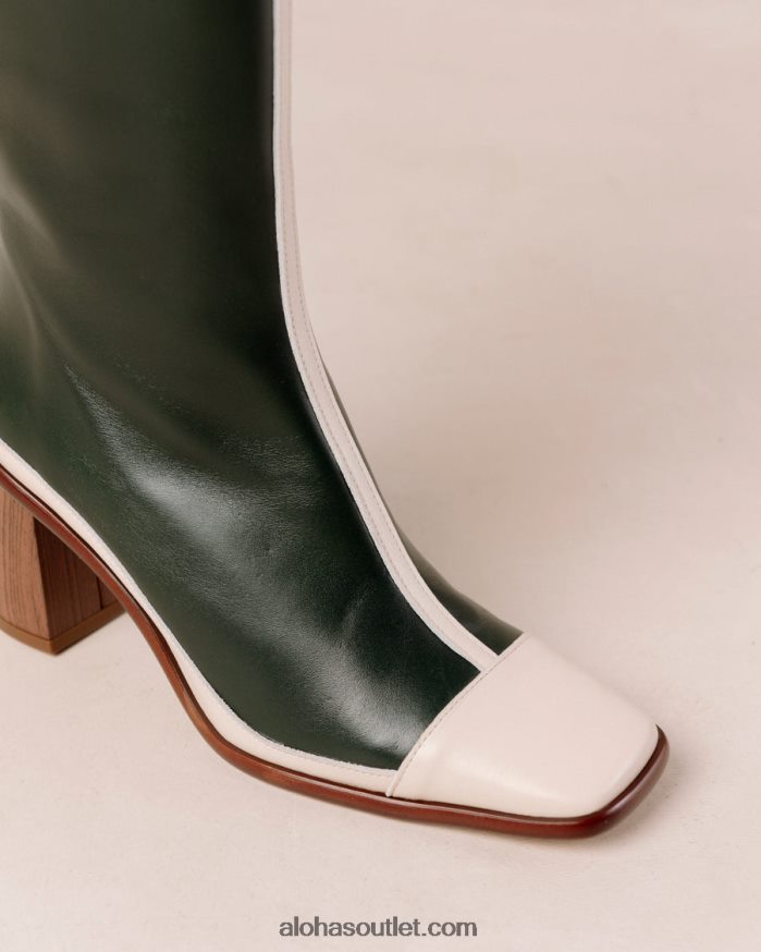mulheres east retro - botas de couro branco e verde Alohas 4P88ZX350 creme verde jade