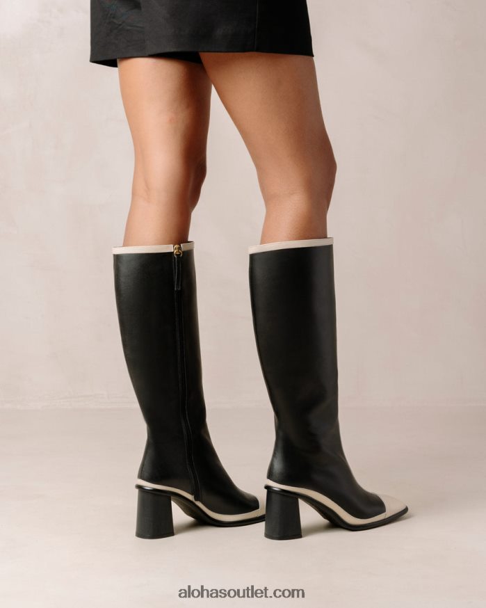 mulheres east retro - botas de couro preto e branco Alohas 4P88ZX353 creme preto