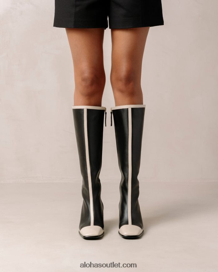 mulheres east retro - botas de couro preto e branco Alohas 4P88ZX353 creme preto