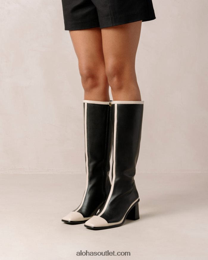 mulheres east retro - botas de couro preto e branco Alohas 4P88ZX353 creme preto