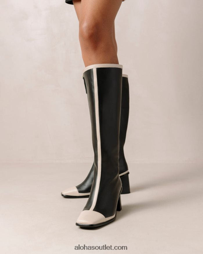 mulheres east retro - botas de couro preto e branco Alohas 4P88ZX353 creme preto