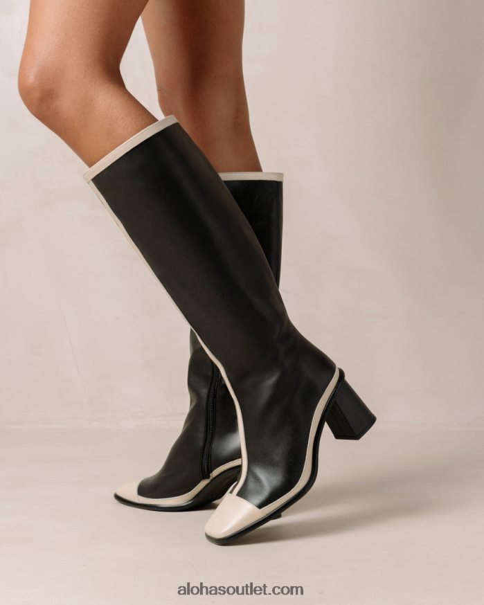 mulheres east retro - botas de couro preto e branco Alohas 4P88ZX353 creme preto