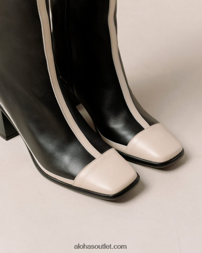 mulheres east retro - botas de couro preto e branco Alohas 4P88ZX353 creme preto