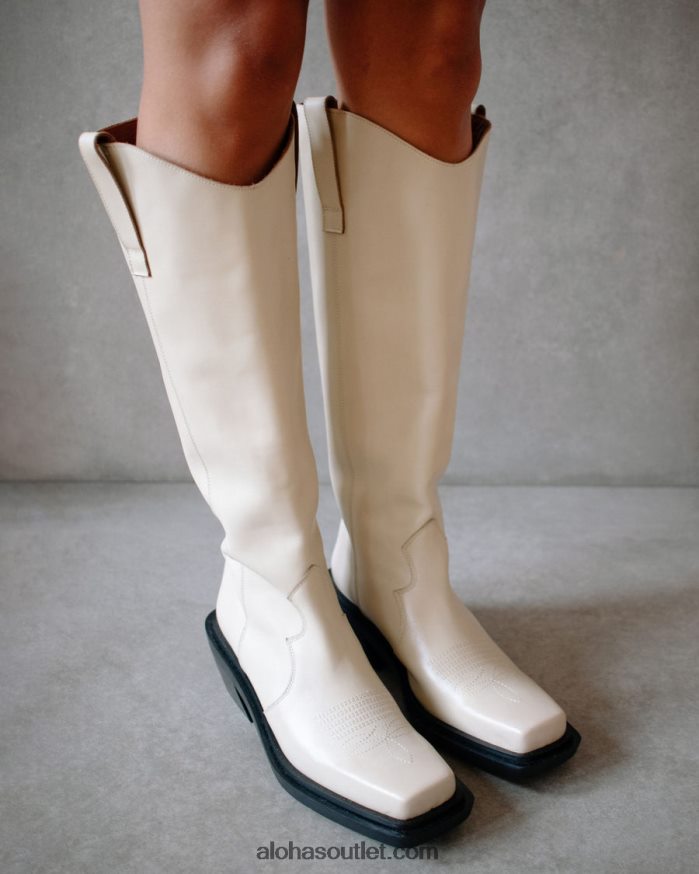 mulheres gado - botas de couro branco Alohas 4P88ZX157 marfim