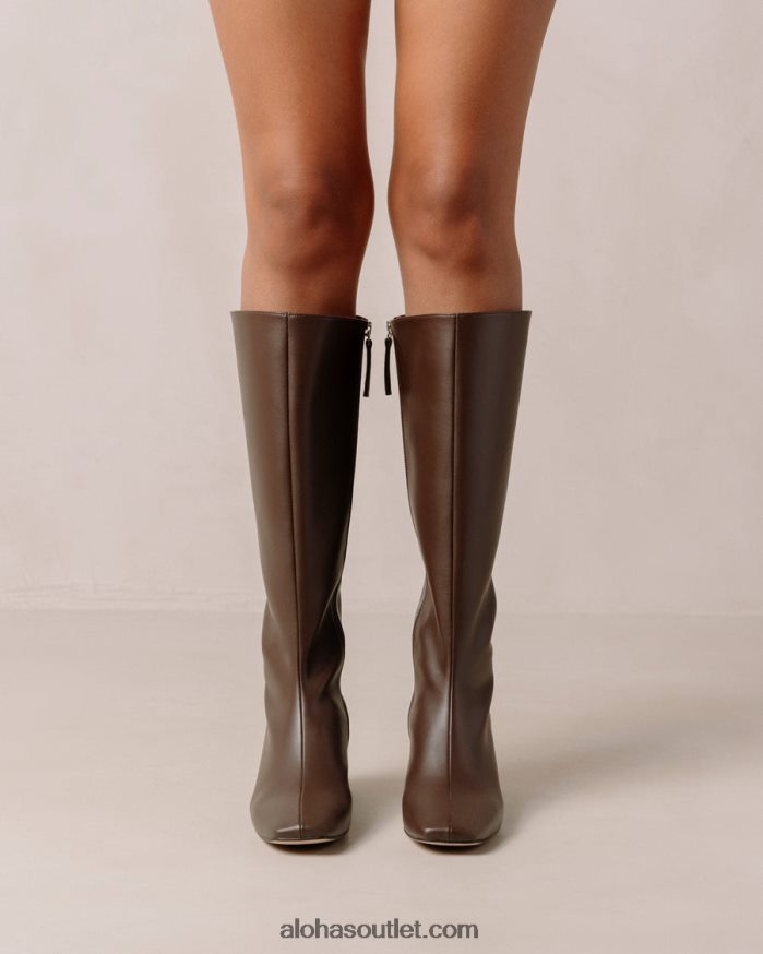 mulheres giz - botas de couro vegan marrom escuro Alohas 4P88ZX109 marrom escuro