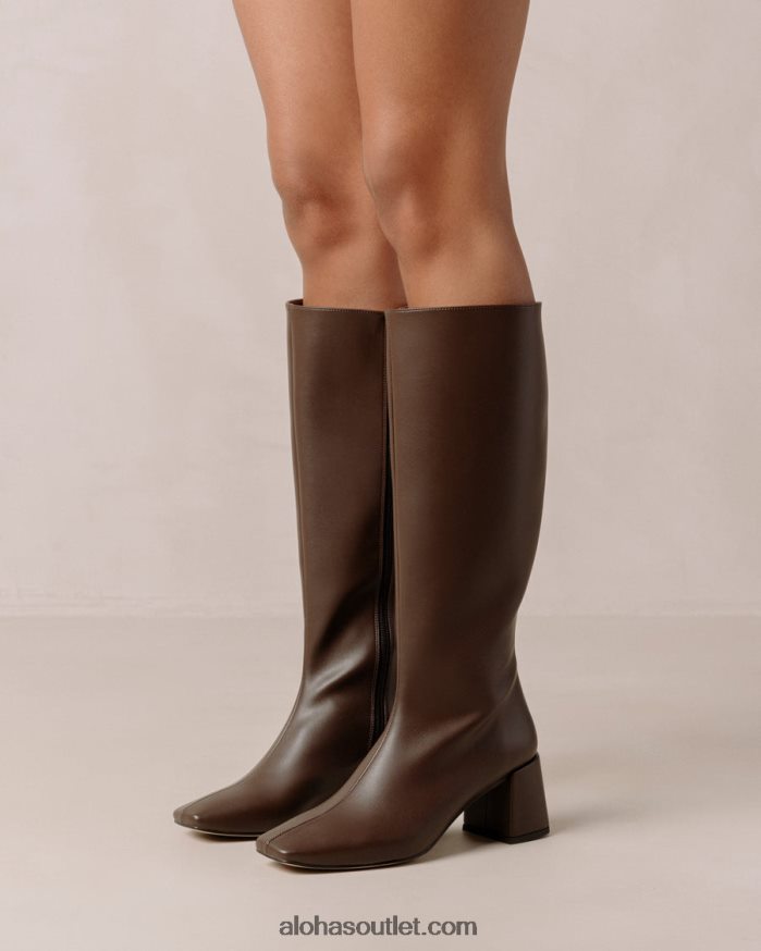 mulheres giz - botas de couro vegan marrom escuro Alohas 4P88ZX109 marrom escuro
