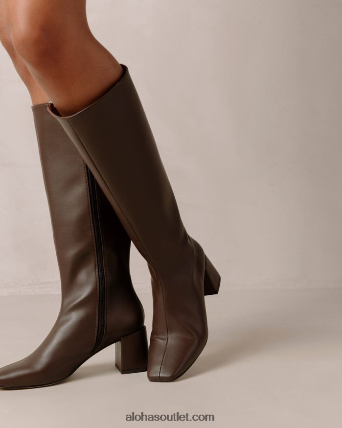 mulheres giz - botas de couro vegan marrom escuro Alohas 4P88ZX109 marrom escuro