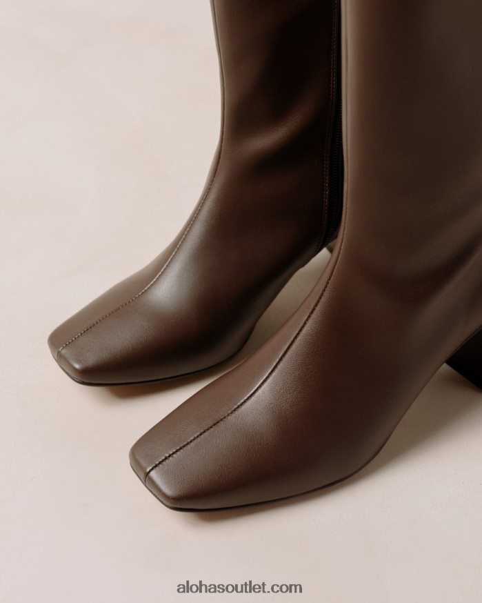 mulheres giz - botas de couro vegan marrom escuro Alohas 4P88ZX109 marrom escuro