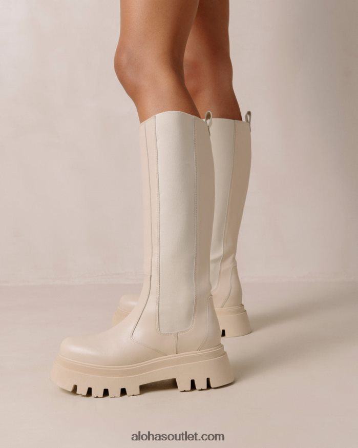 mulheres go getter - bota cano alto de couro branco Alohas 4P88ZX394 creme