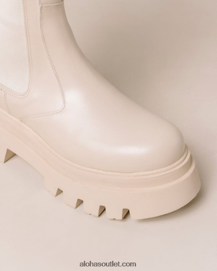mulheres go getter - bota cano alto de couro branco Alohas 4P88ZX394 creme